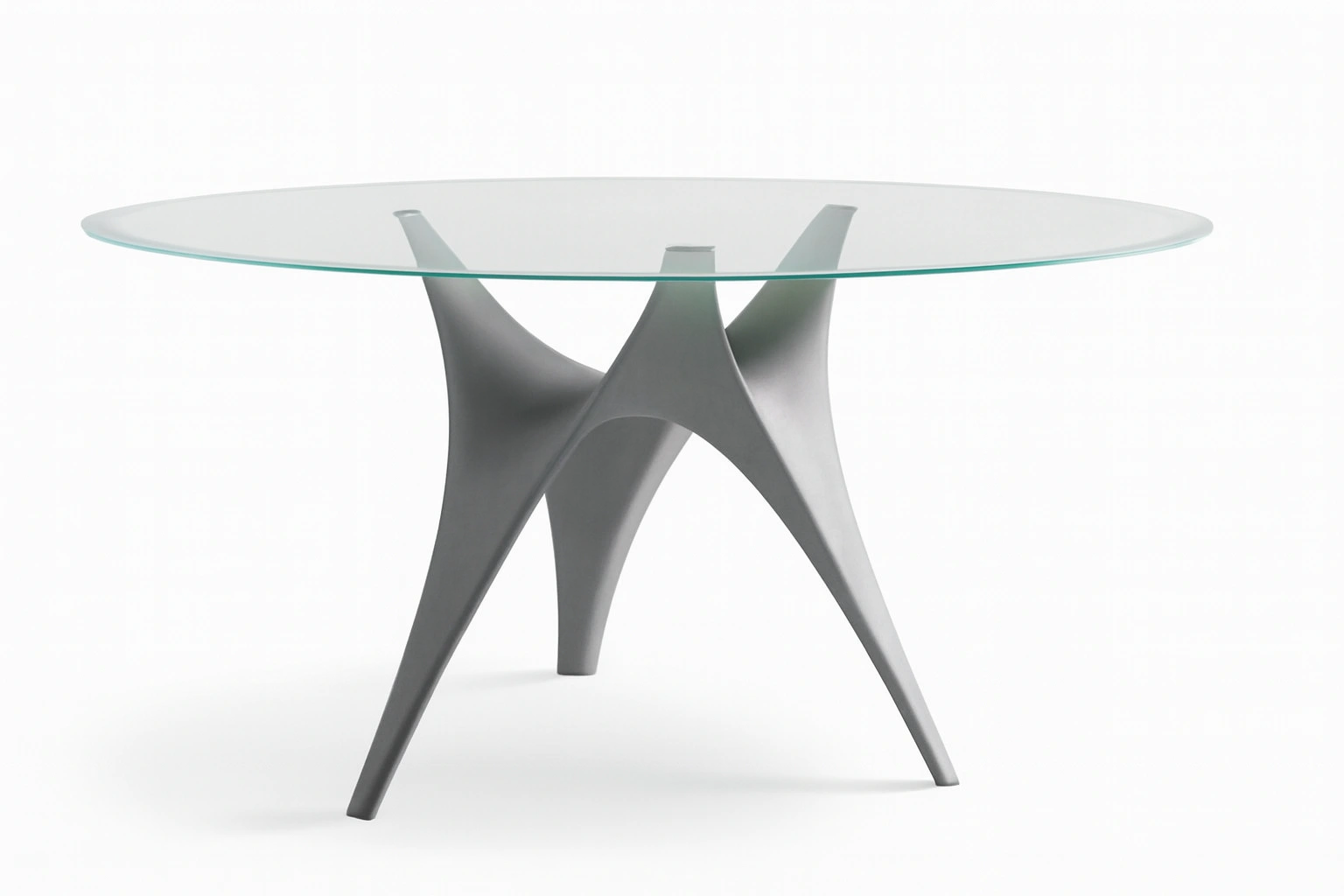 Tavolo Rotondo con Piano in Vetro e Base in Plastica Grigia-woodhomecraft